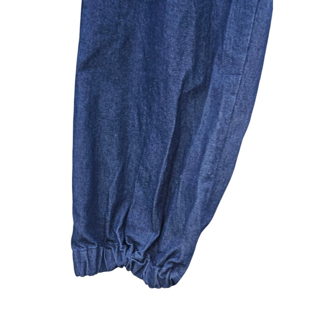 Ashley Stewart Woman Plus 18 Denim Jogger Jumpsuit Blue Dark Wash Belt Full Zip - Picture 10 of 15